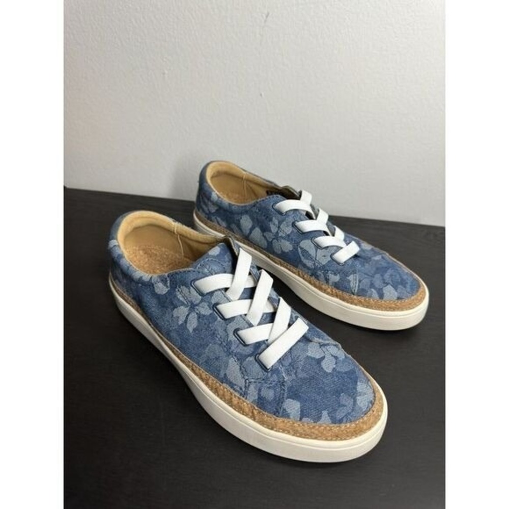 Revitalign 8  Orthotic Slip-On Blue Floral Sneaker Casual Shoes - Picture 3 of 9
